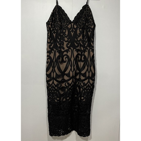 Bardot Dresses & Skirts - Bardot Sheath Dress Womens 10 Midi Black Lace‎ V-Neck Lined
